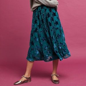 Anthropologie Starry-Eyed Velvet Burnout Skirt